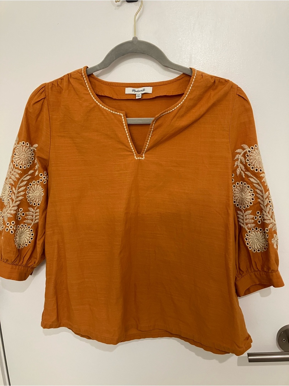 Madewell cotton embroidered blouse